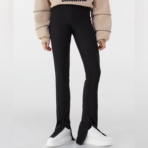 BERSHKA Ribbed Flared Ottoman Trousers
